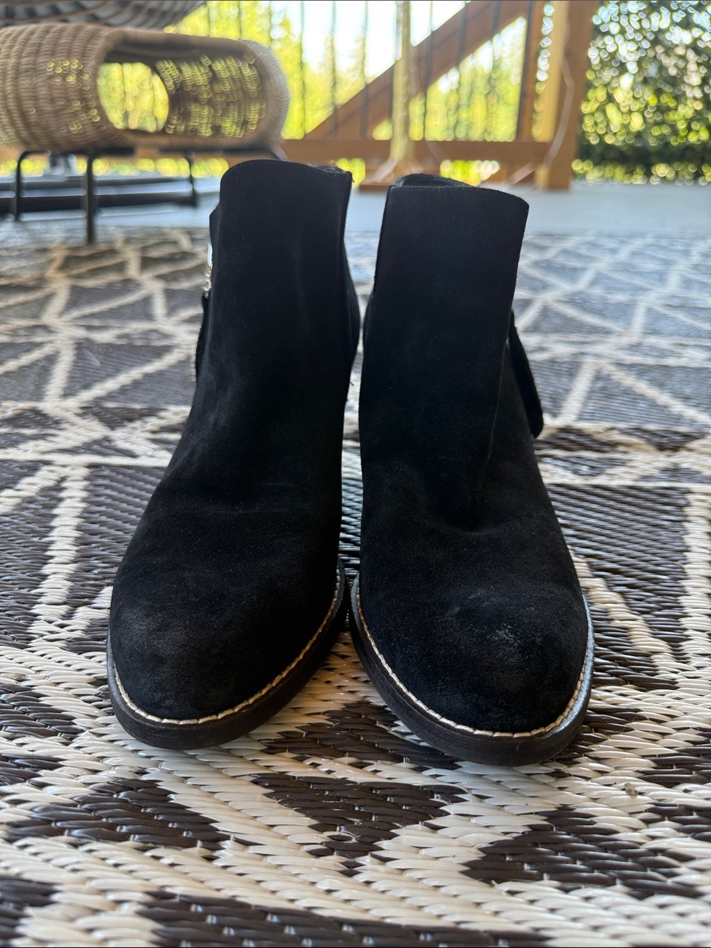 Sam Edelman | Macon Black Suede / Leather Ankle Boots - Picture 2 of 10